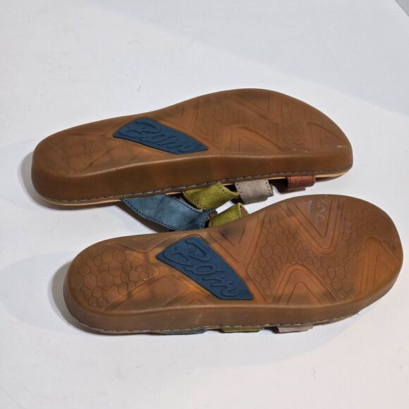 Born Sandals Womens 9M Brown Colorful Leather low Platform Comfort Slide Rainbow - Picture 4 of 7